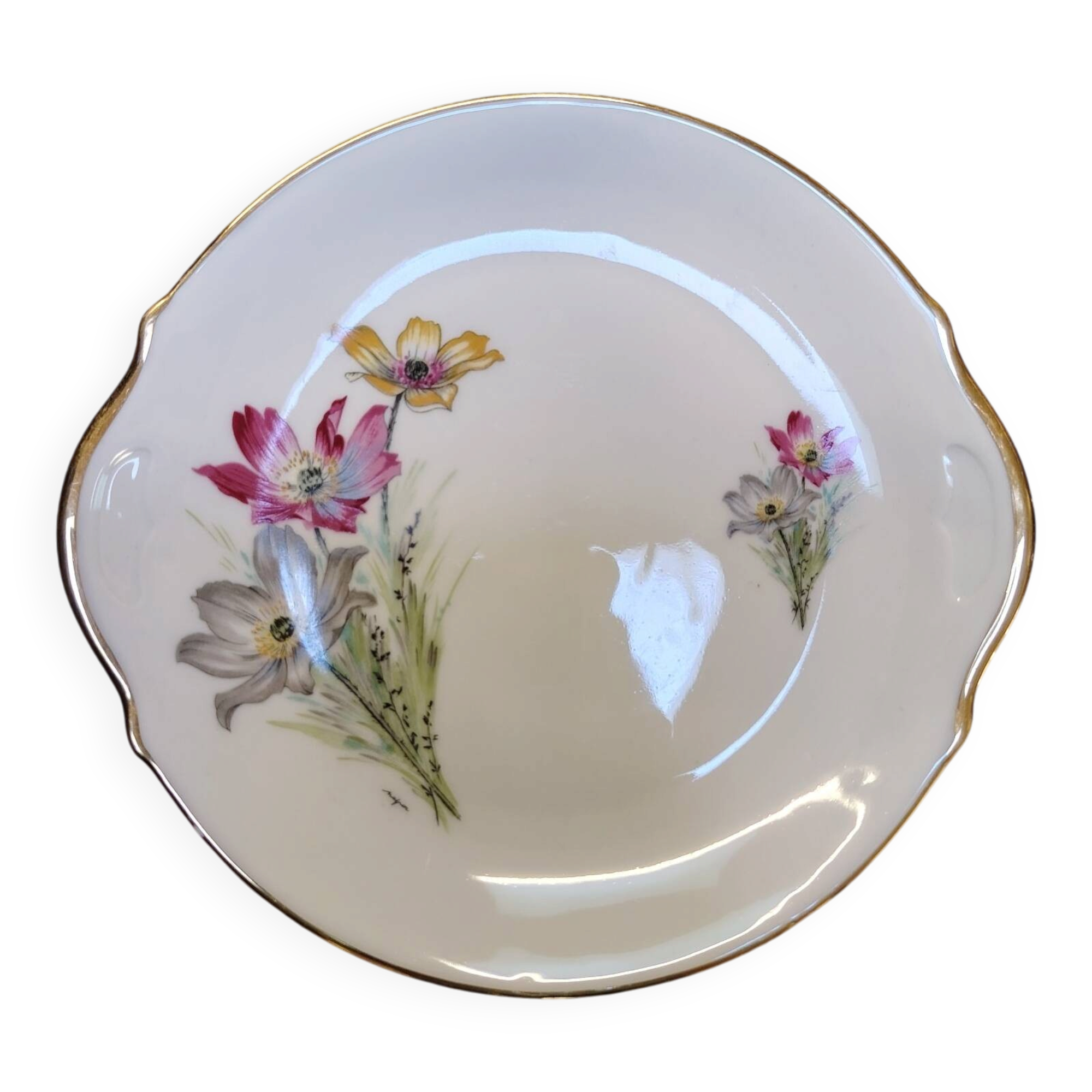 CCP Paris luxury porcelain round cake plate with handles 27cm