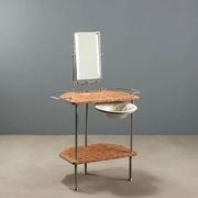 Coiffeuse ancienne en métal et marbre avec miroir, Italie, XXe siècle