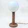 Wooden lamp in wabi-sabi brutalist style by Charles Dudouyt with white opaline.