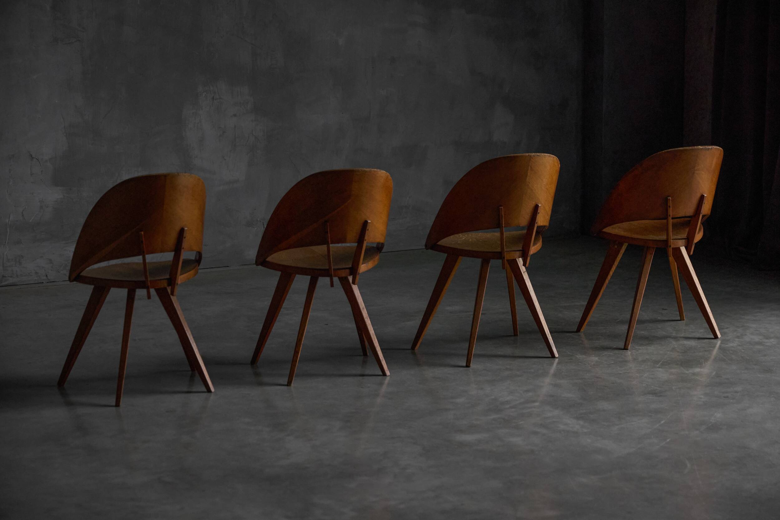 Chaises de salle à manger en contreplaqué, Italie, années 1950