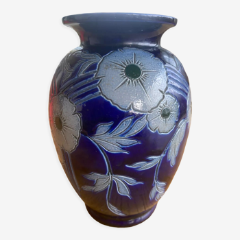 Alsace stoneware vase signed P Schmitter