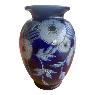 Alsace stoneware vase signed P Schmitter