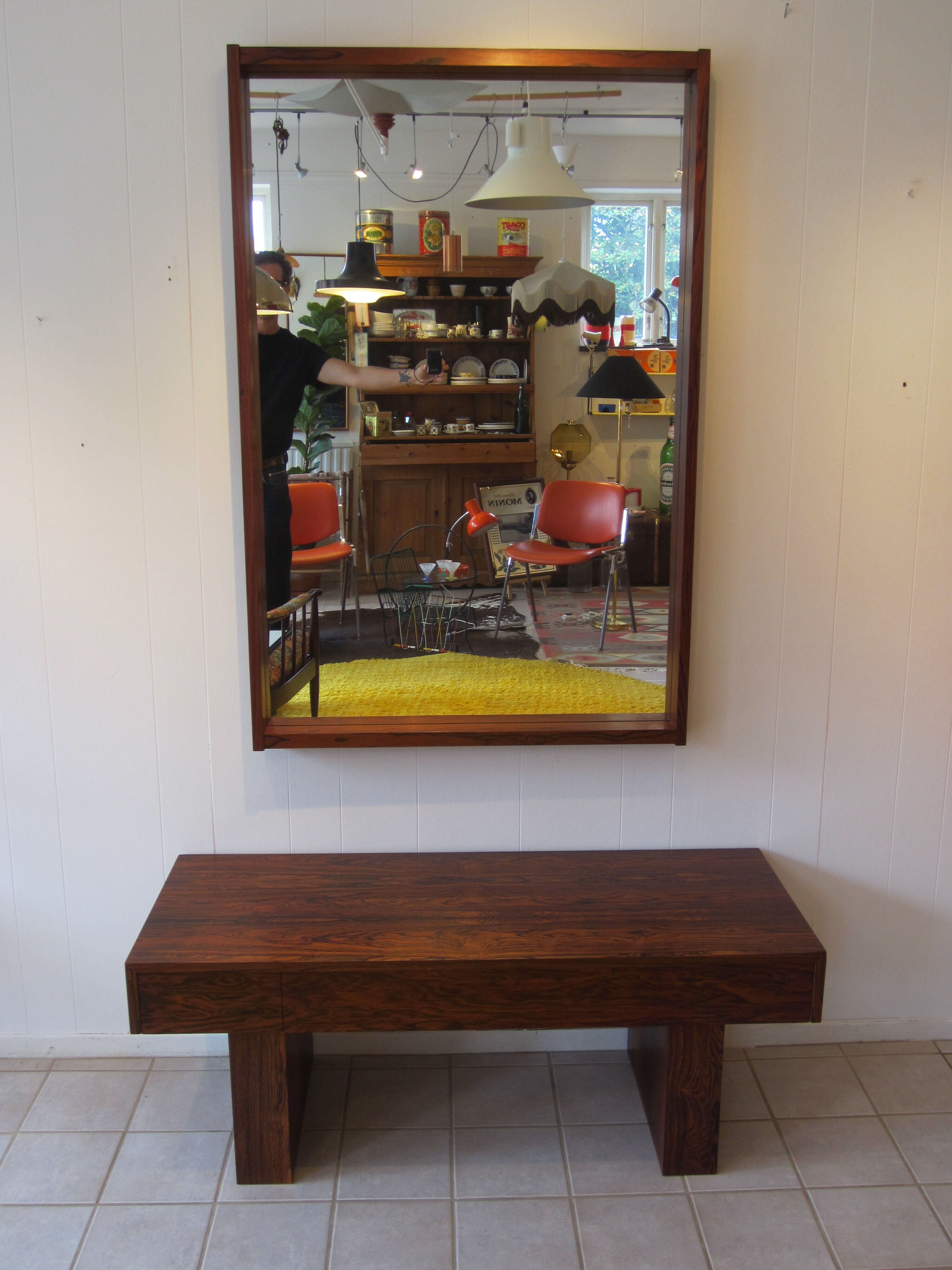 Scandinavian hall furniture, chest of drawers and mirror Ateljé Glas & Trä Hovmantorp