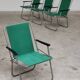 Set of 4 folding chairs with green canvas and aluminum frame