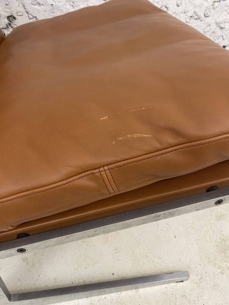 Scandinavian gold leather fireside chair, BO-561 by Preben Fabricius & Jørgen Kastholm