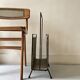 1970s design magazine rack in metal and python leather