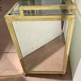 Bar roulant des années 70 en laiton et et face miroir XX siècle