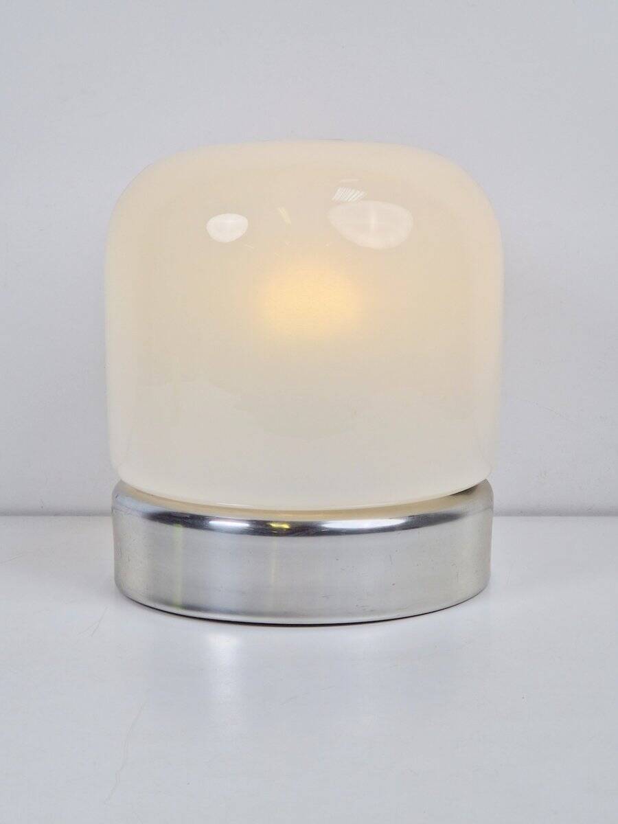 Mid-Century Table Lamp in Frosted Glass and Aluminium from Doria Leuchten, 1960s