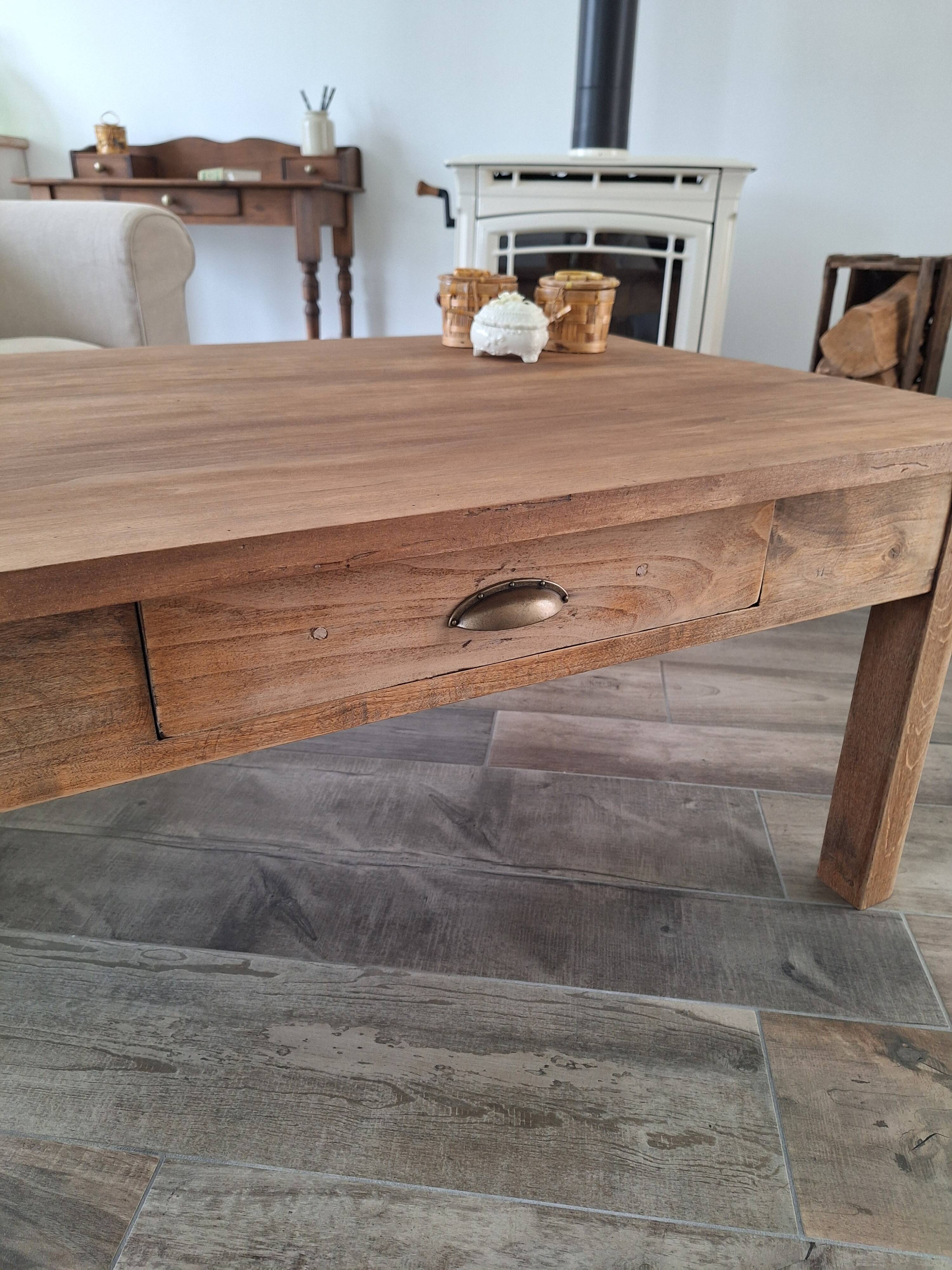 Farmhouse oak coffee table in country style