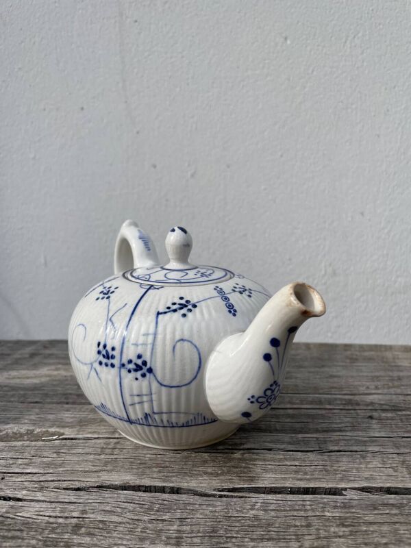 Service à thé ancien Digoin Sarreguemines bleu et blanc