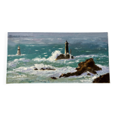 Oil painting on canvas Lighthouse Raz de Sein
