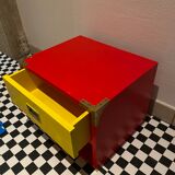Bedside table / night design yellow red