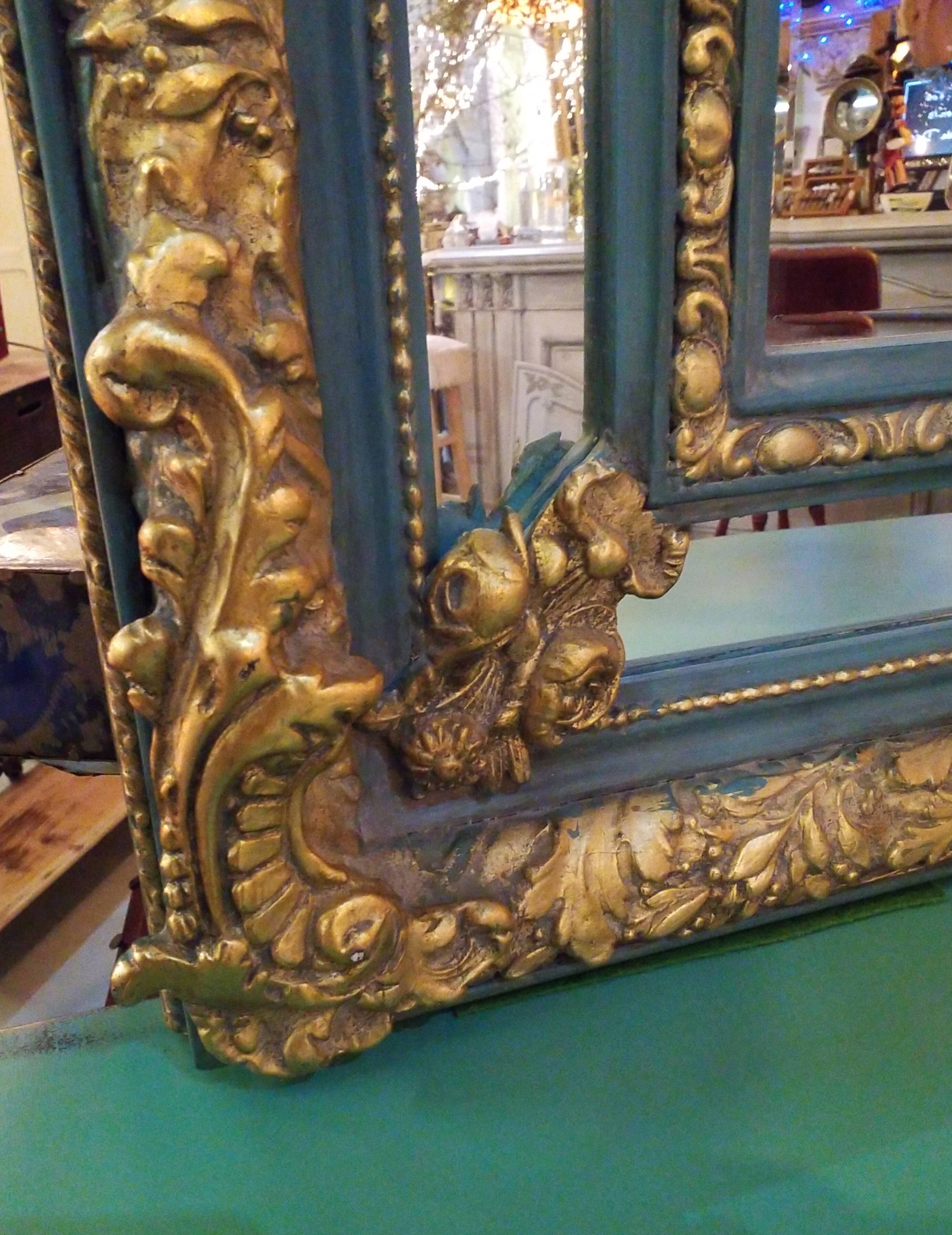 Turquoise and golden mirror  110x220cm