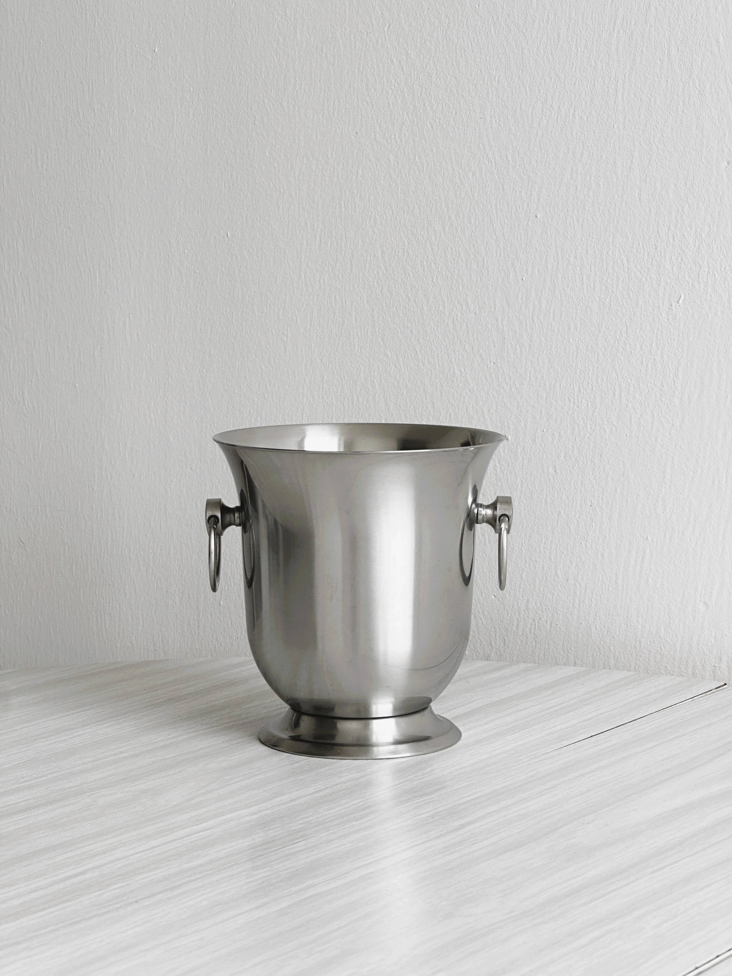 Matte silver metal ice bucket