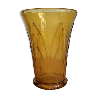 Amber glass vase