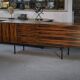 Designer sideboard in Gabonese ebony, 1 door, 12 drawers, 1960s