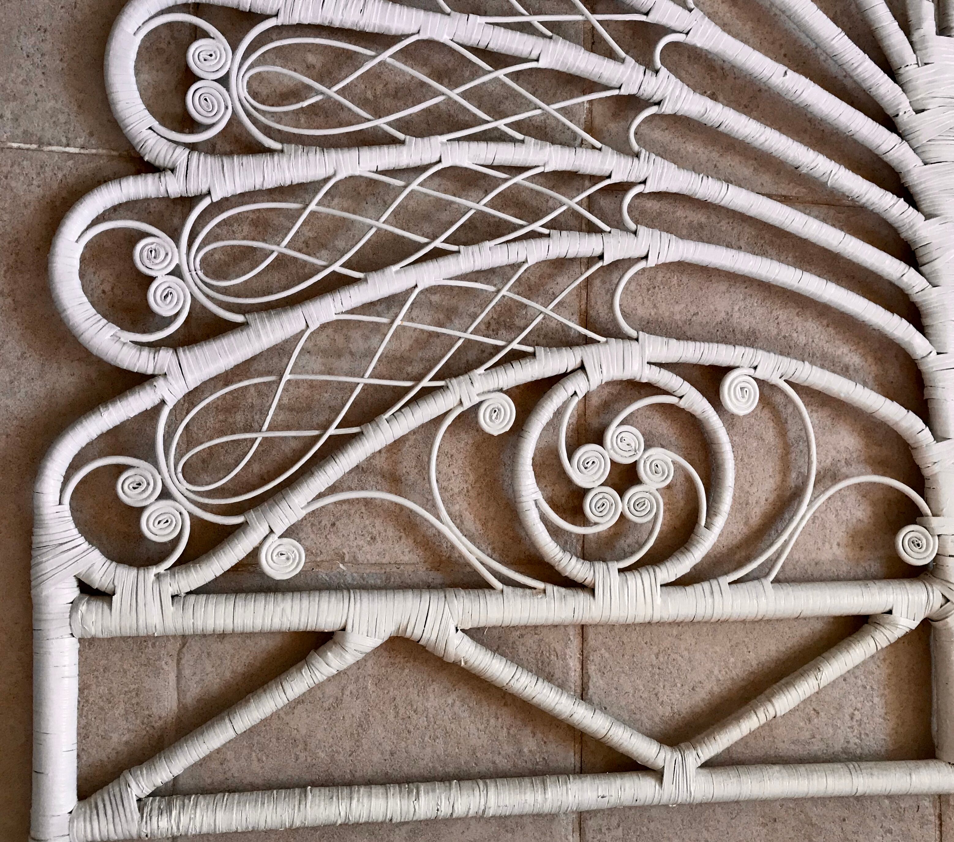 Headboard rattan peacock vintage