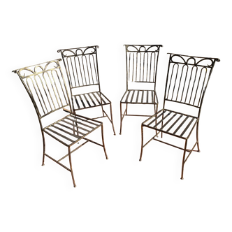 Set of 4 modern chairs black iron