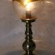 Table lamp in solid brass with a vintage 1970s glass globe.