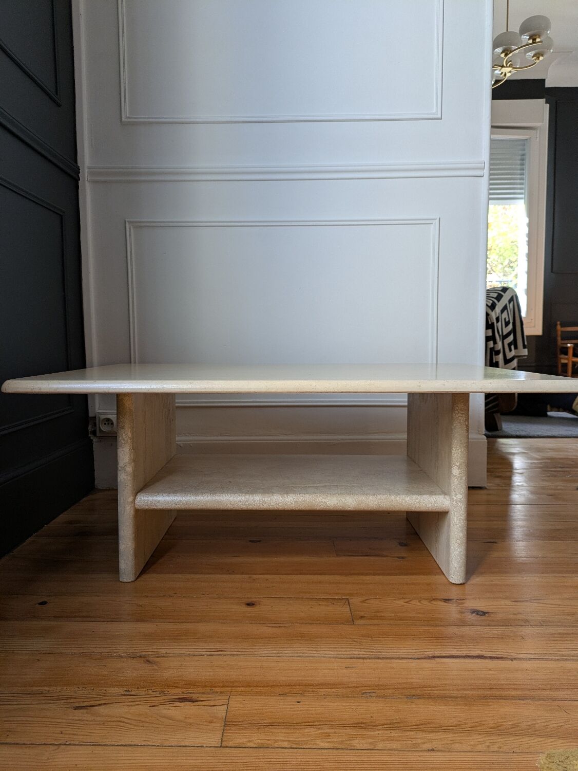 Vintage coffee table in travertine