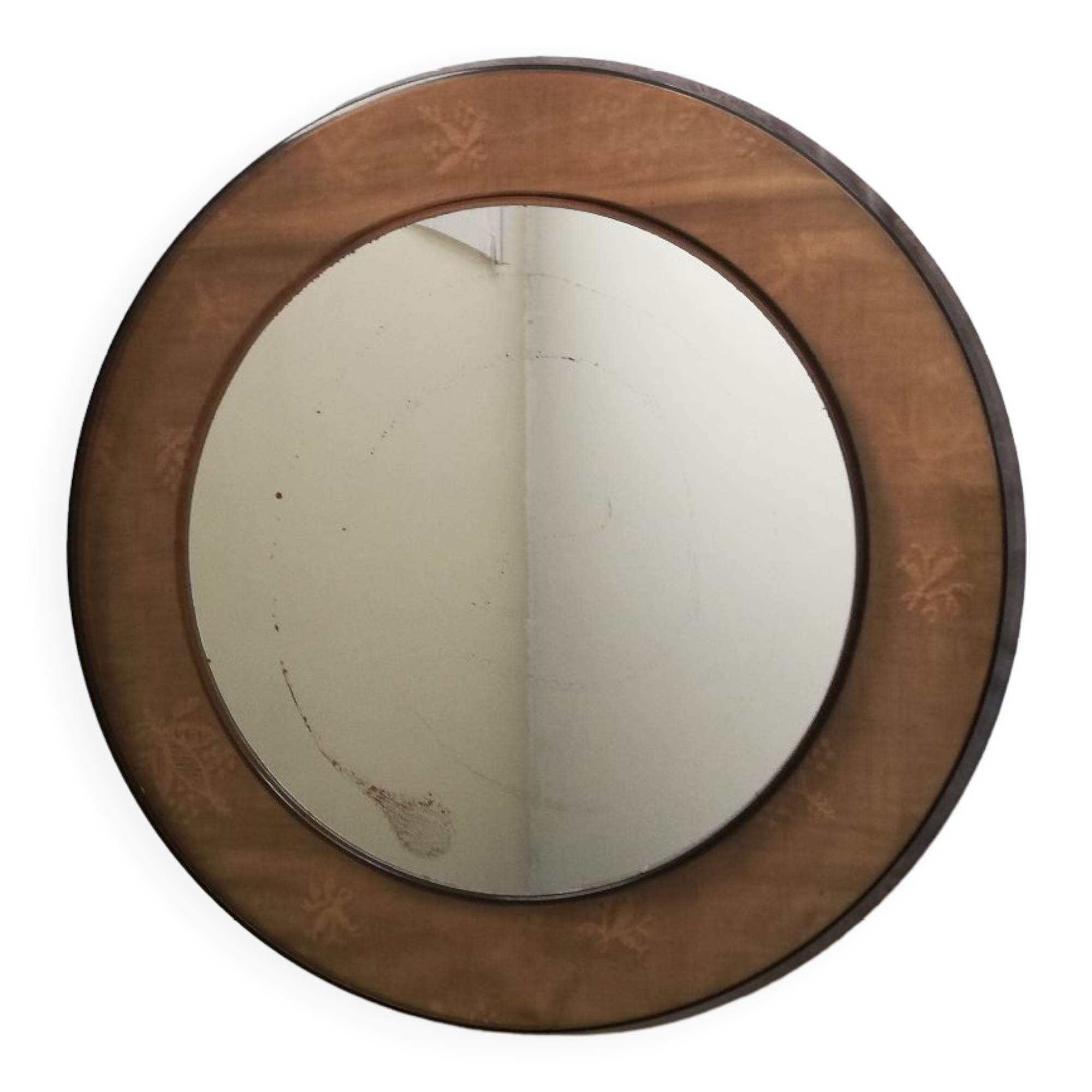 Smoked plastic round mirror 70s