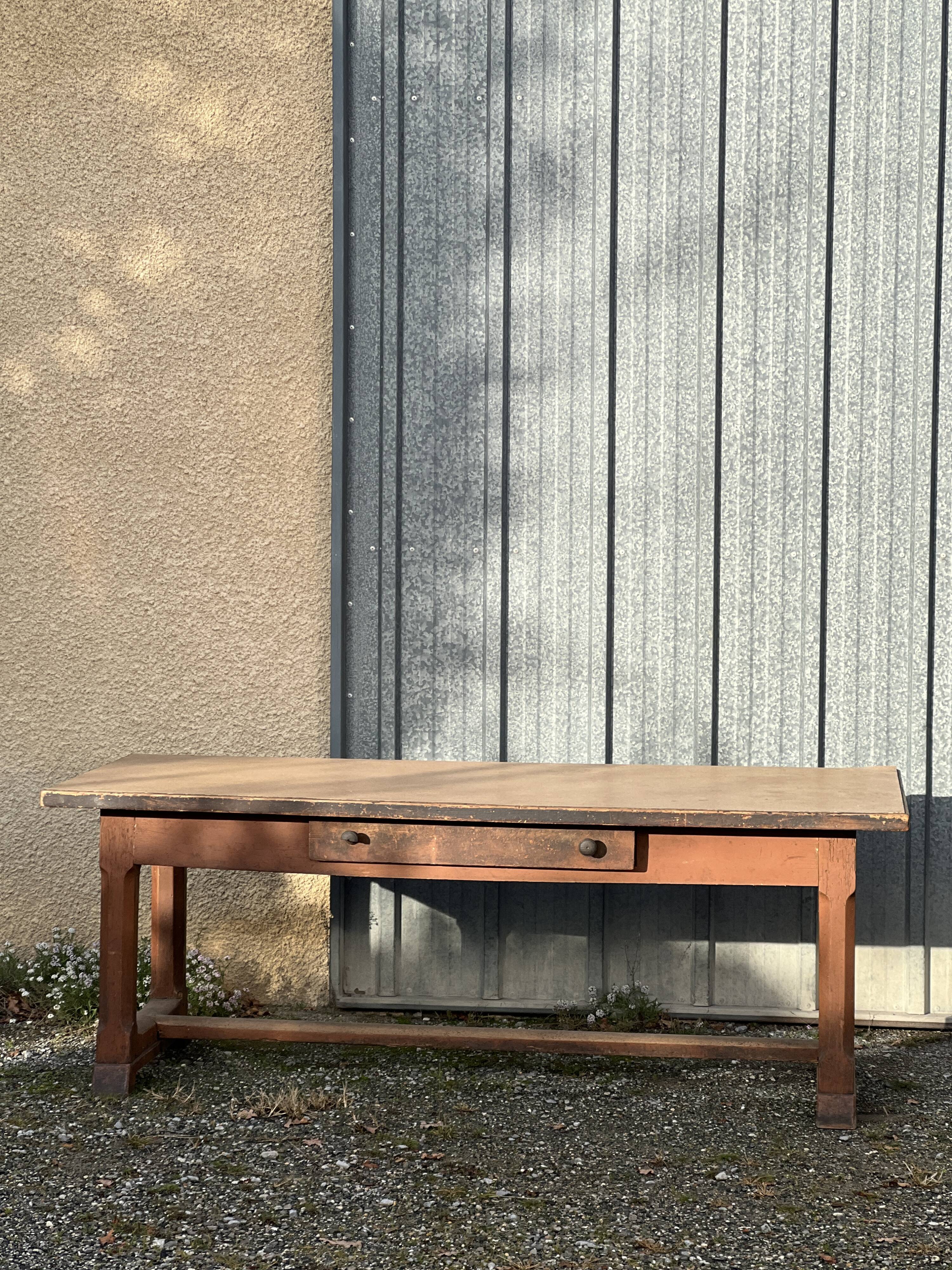 Solid wood farmhouse table with drawer