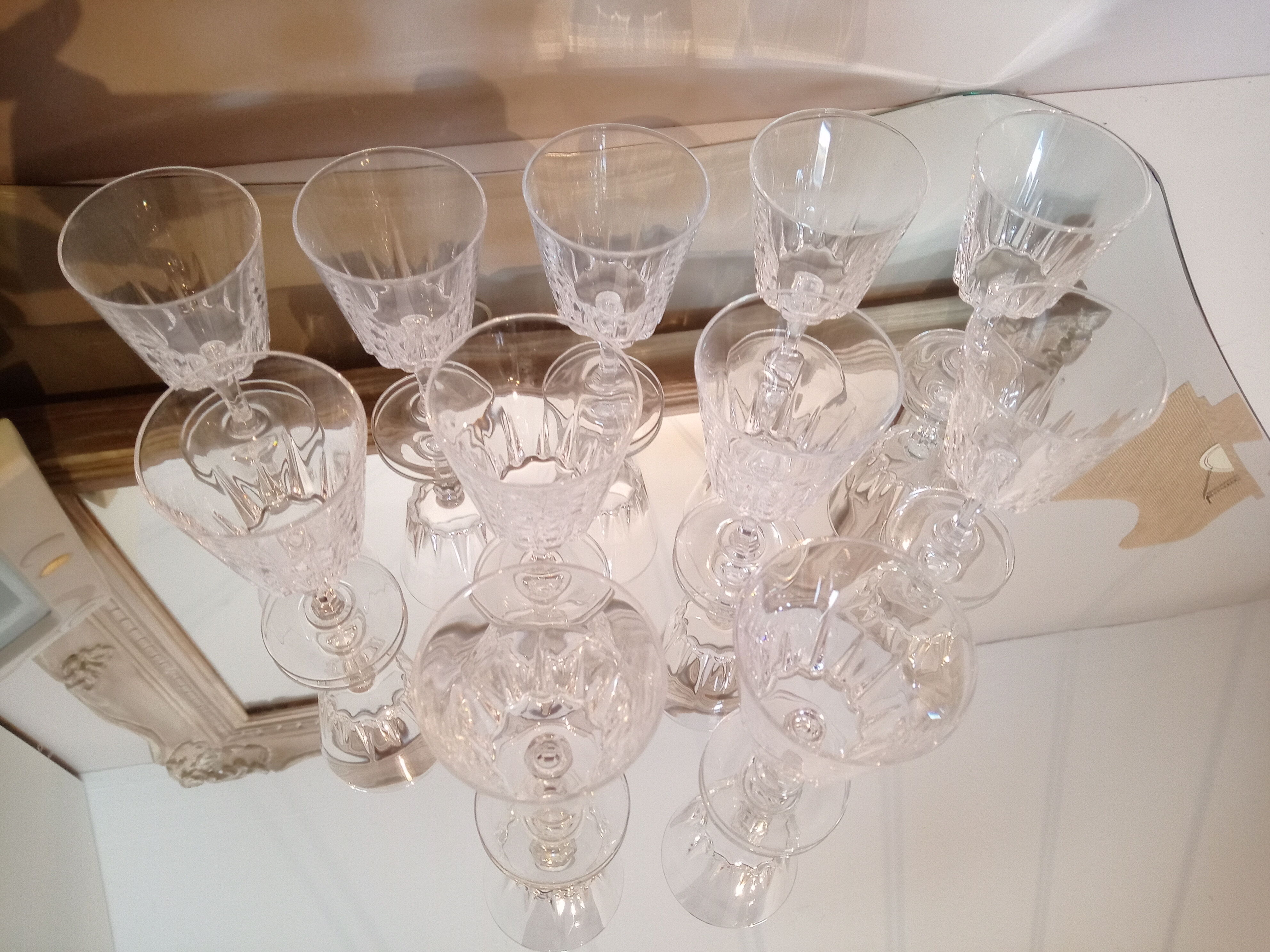 Lot of 11 port or antique crystal liqueur glasses