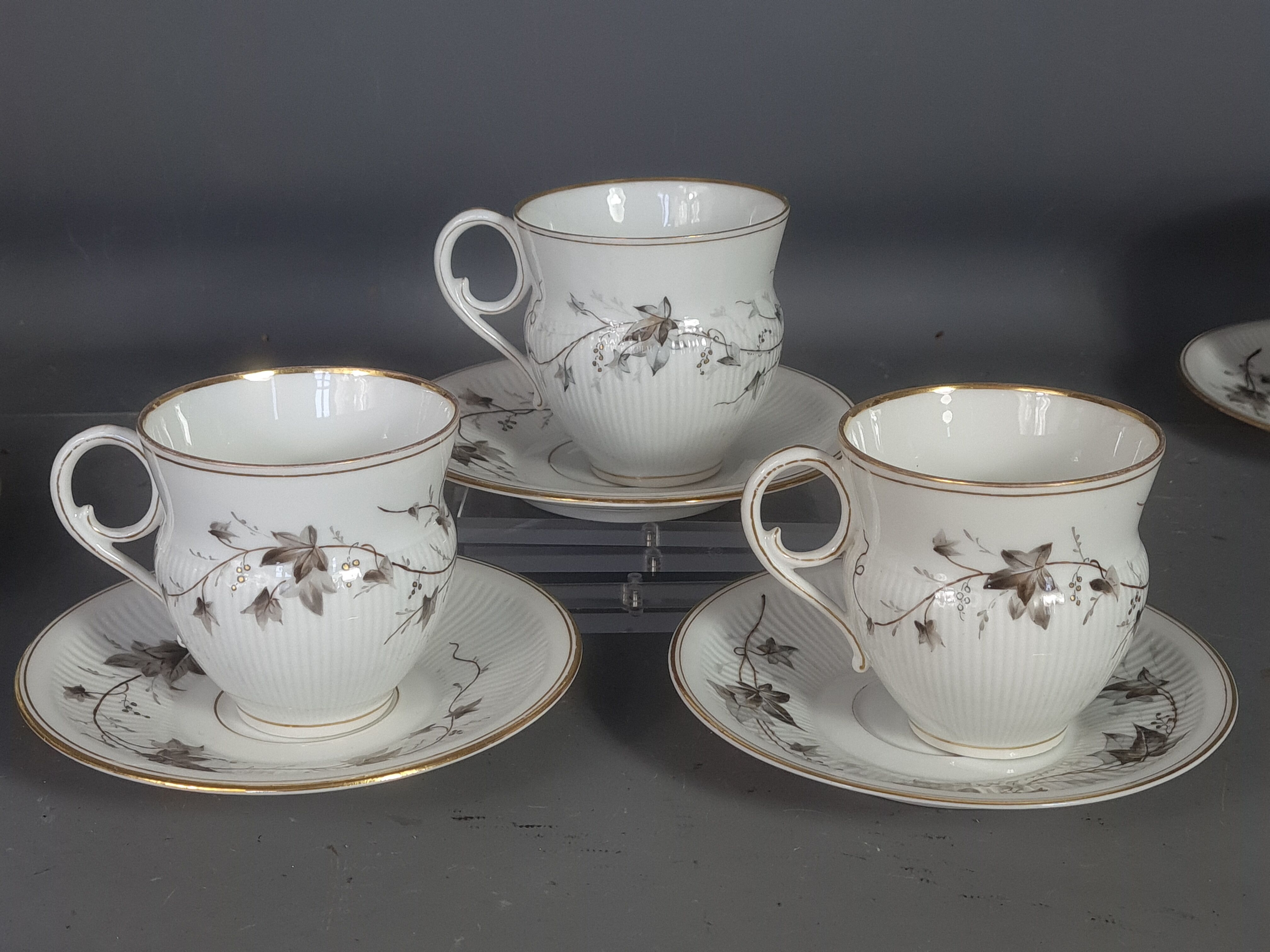 Old coffee set 8 pcs porcelain decoration painted with grapefruit around 1900