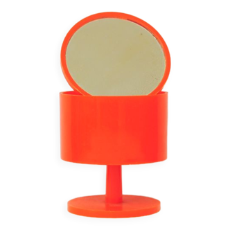 Space Age orange plastic makeup mirror