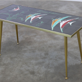 Mid-century coffee table with ceramic tiles by Denisco