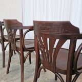 Set of 4 Vintage Bentwood Dining Chair: Mid-Century Thonet Style Armchair