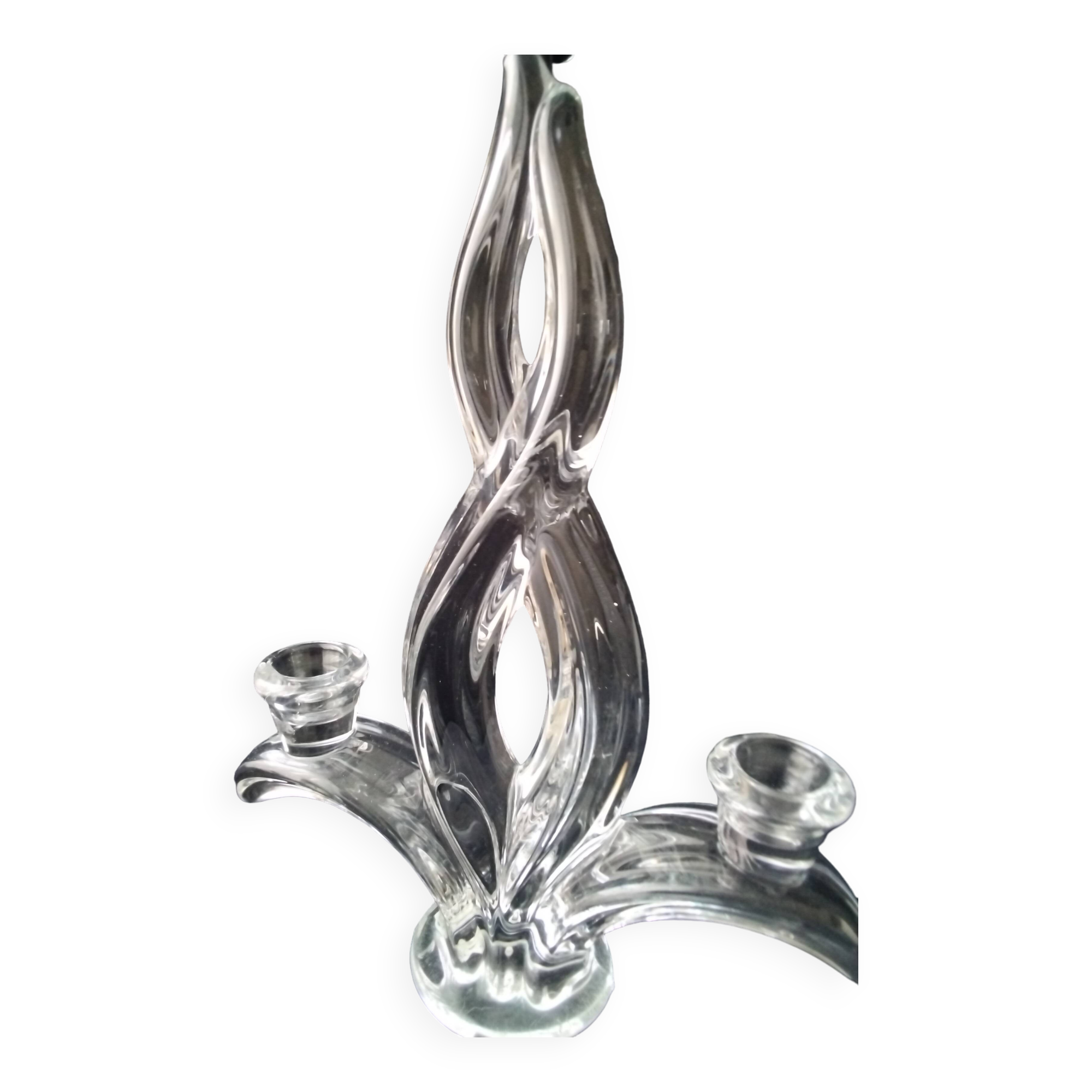 2-branch candle holder in Vannes crystal