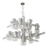 Chrome-plated Steel Ceiling Lamp by Gaetano Sciolari