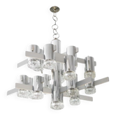 Chrome-plated Steel Ceiling Lamp by Gaetano Sciolari