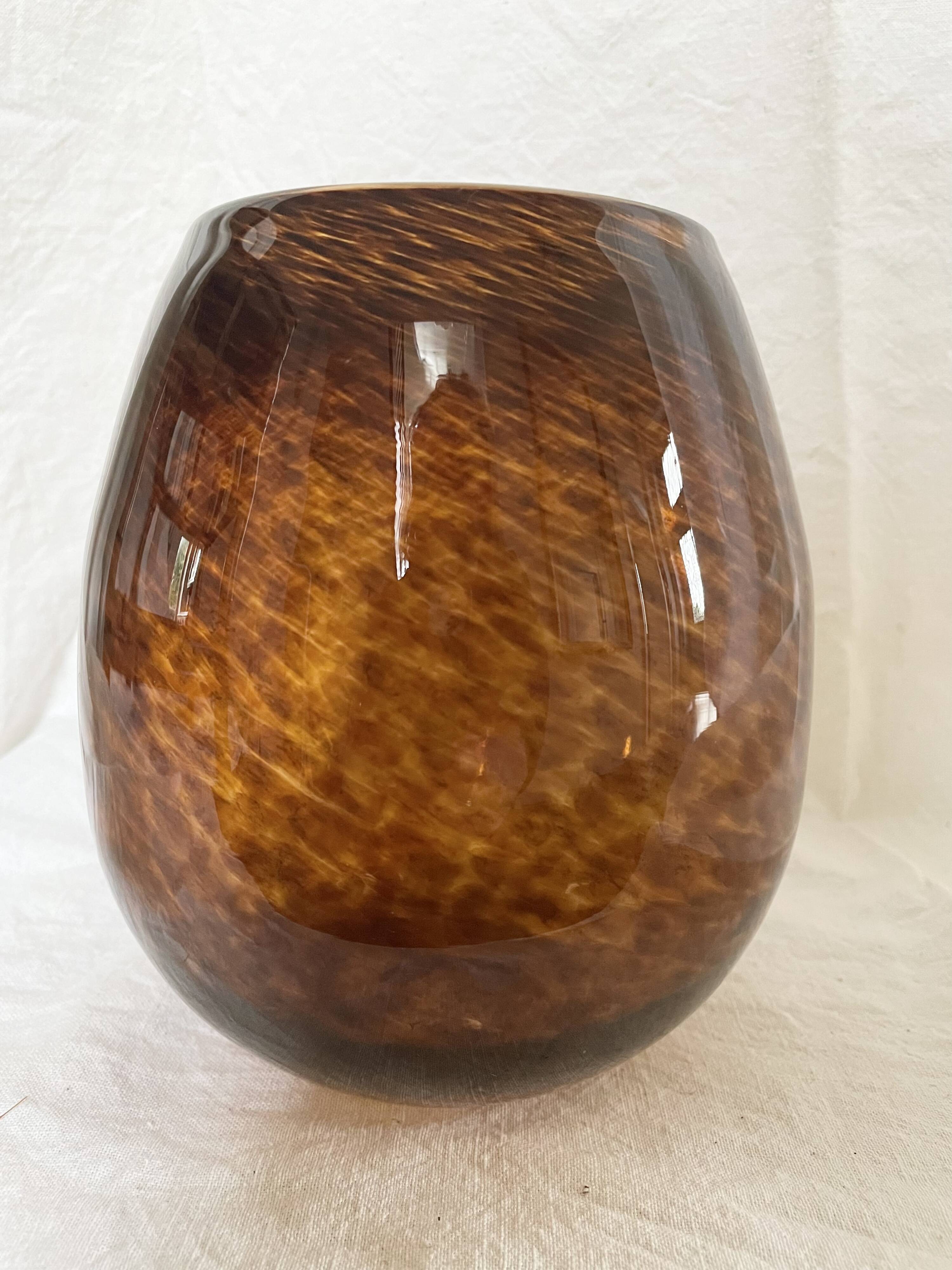 Amber glass vase