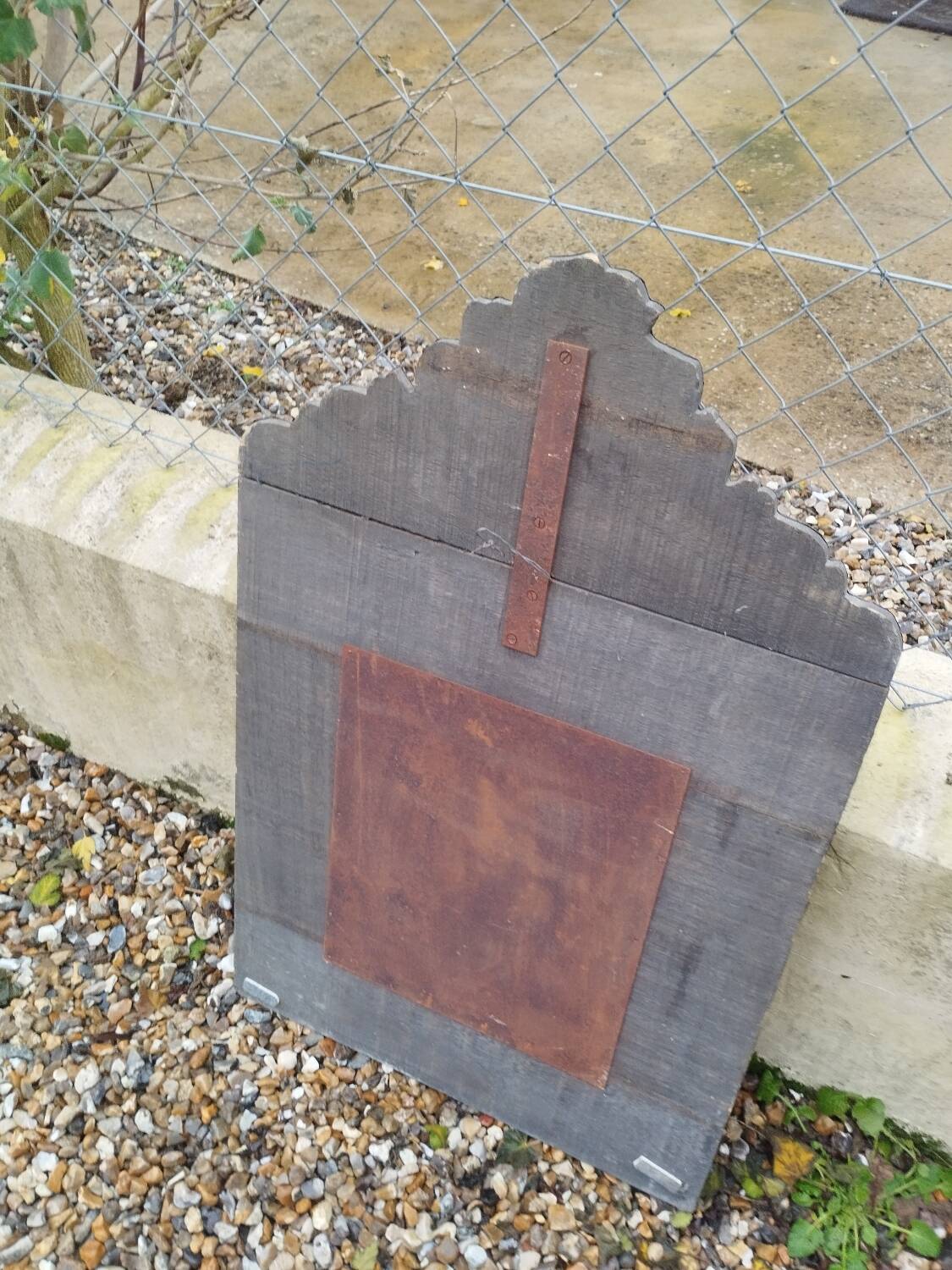 Antique mirror with copper moulding.