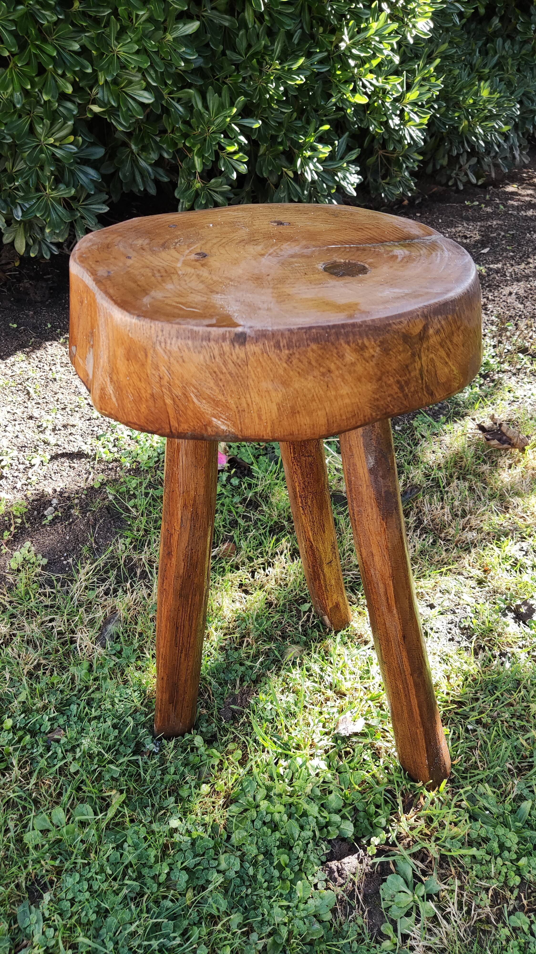 Rustic wood tripod stool