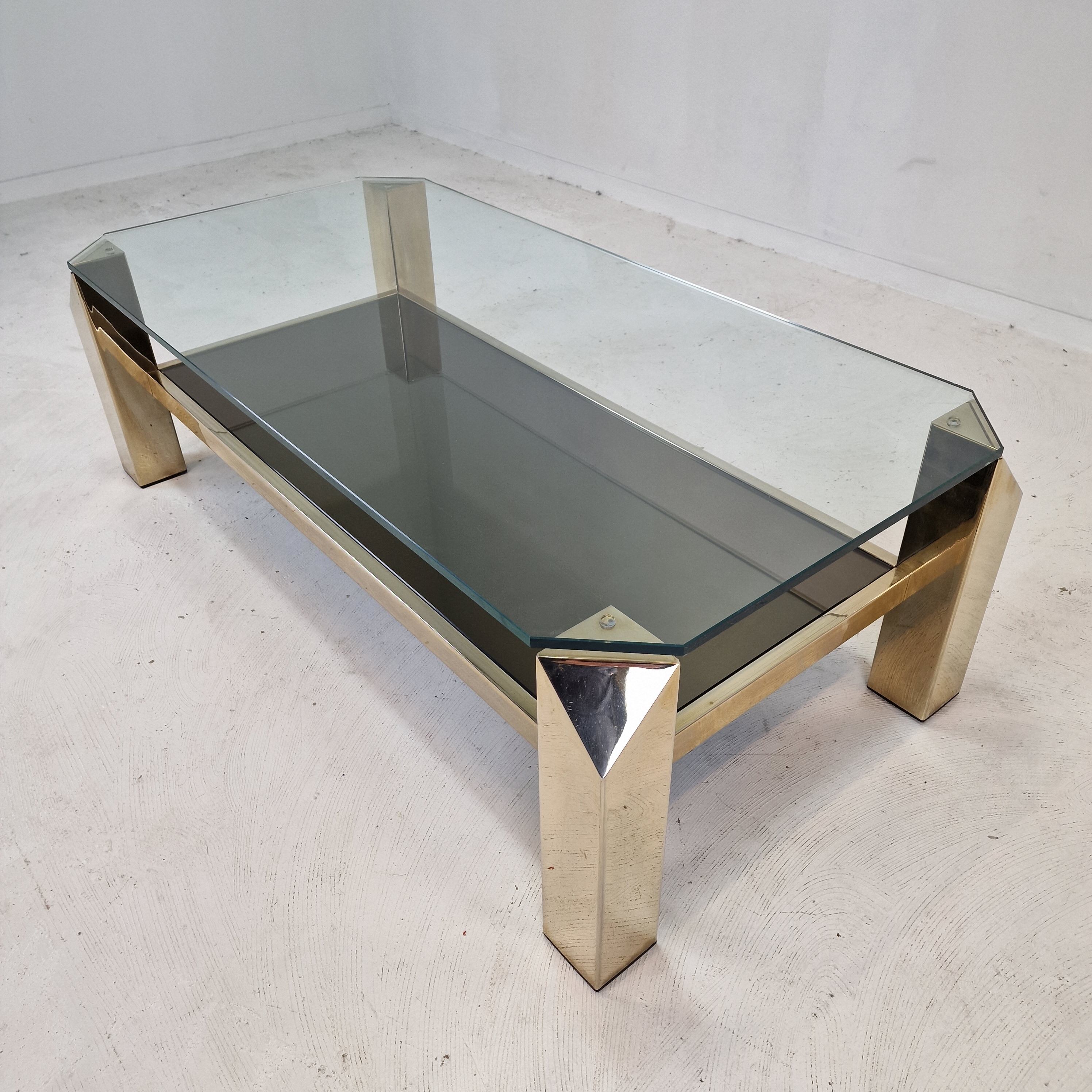 Belgo chrom coffee table 23kt gold plated, 1970's