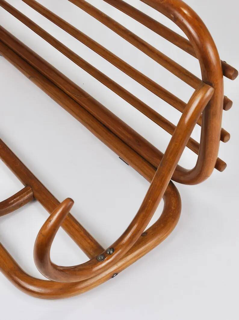 1900s Thonet Vienna Art Nouveau Secessionist Bentwood Wall Coat Rack, Austria