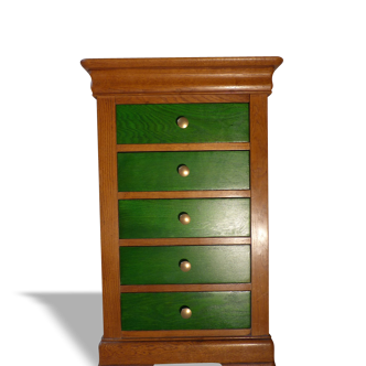 Chiffonier couleurs bois et vert