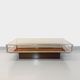 Vintage coffee table in smoked glass, chromed metal and magnifying glass from the 70s