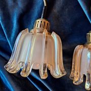 Set of 3 Doria pendant lights in amber-coloured frosted glass, 1960s
