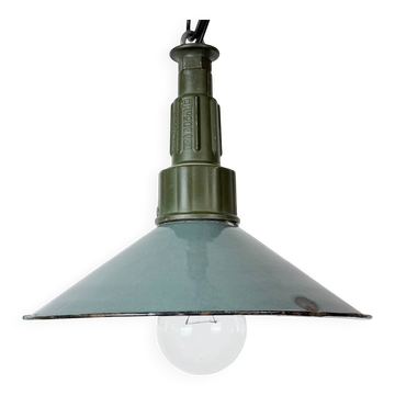 Industrial Petrol Enamel Military Pendant Lamp with Cast Aluminium Top