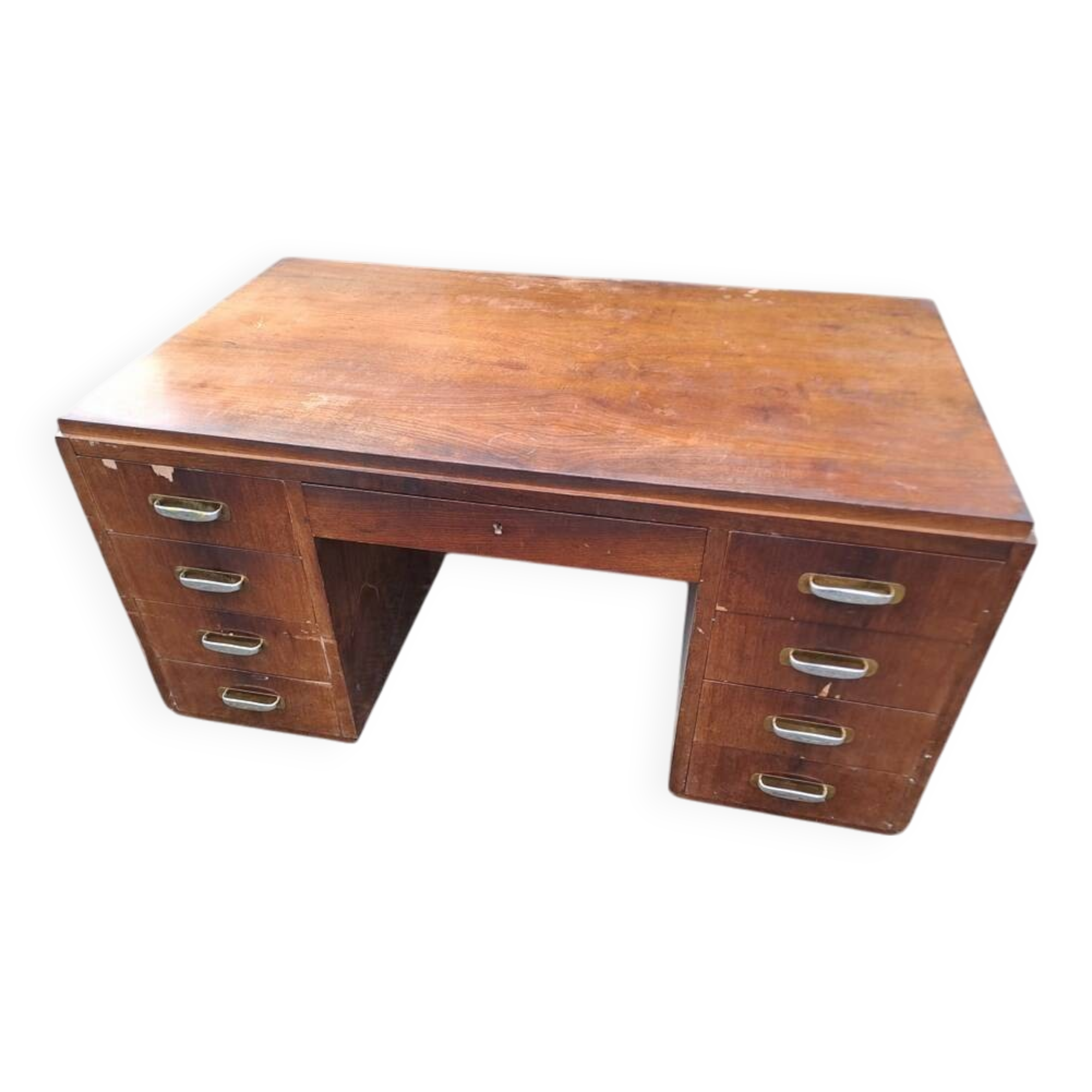 Art Deco walnut pedestal desk, 1930s