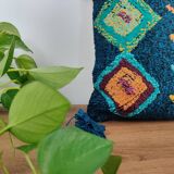 Coussin inspiration berbère bleu Azilal 45x45 cm