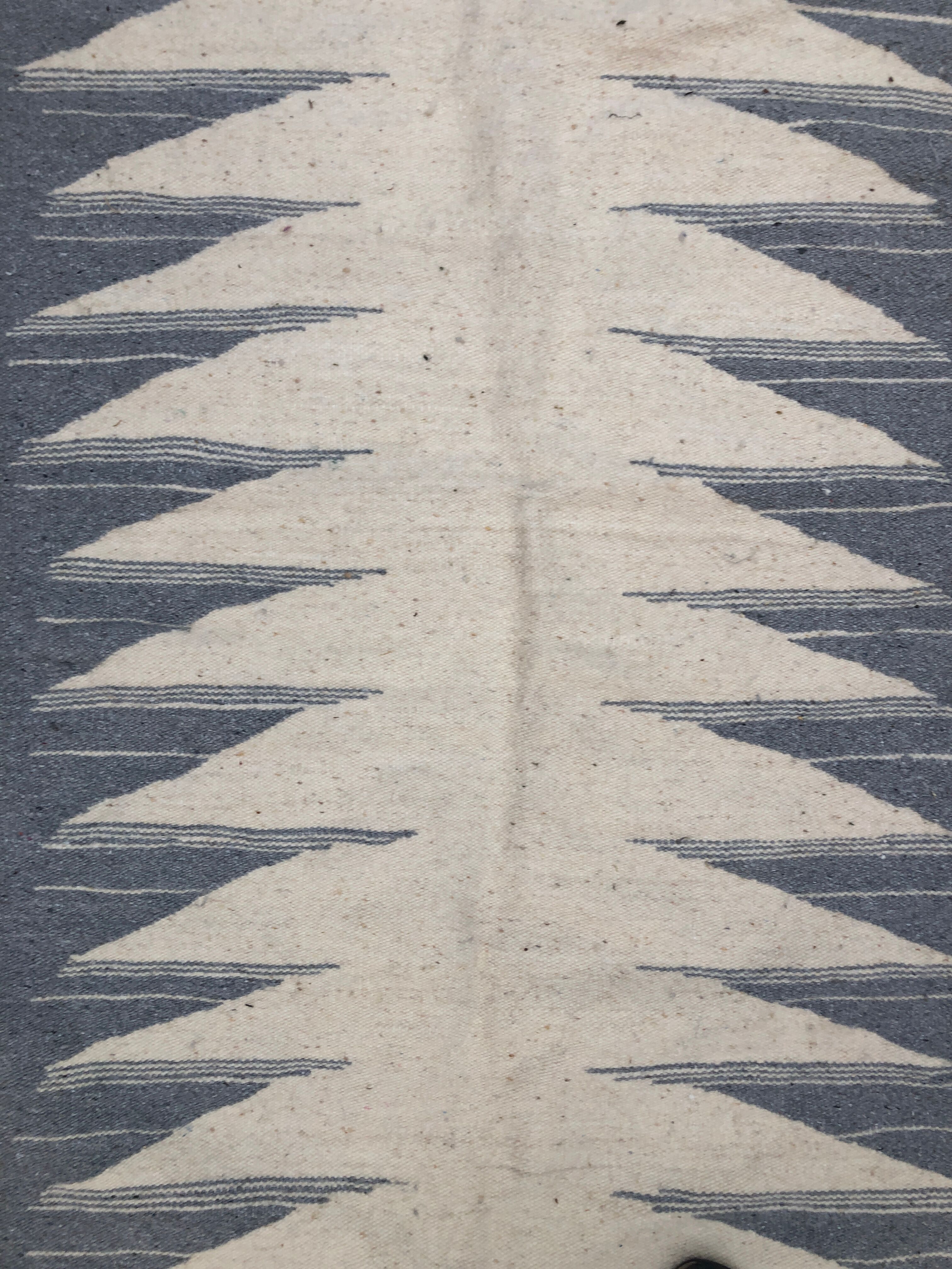 Moroccan Berber carpet Kilim ecru and light grey 1.5x0.97m