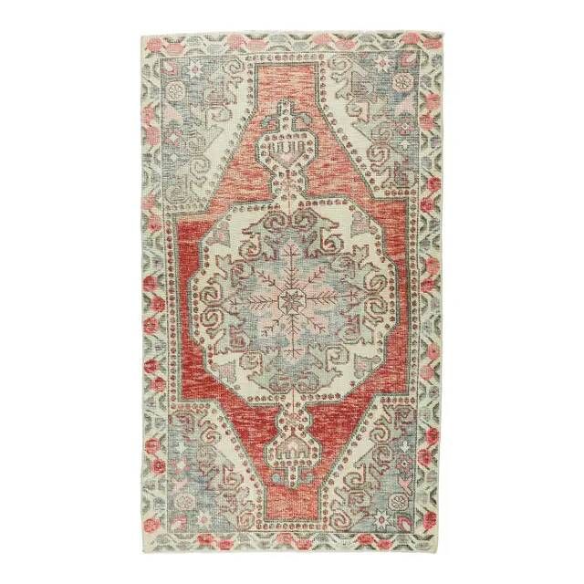 Tapis turc en laine orange fait main, années 1970