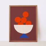 Poster printed in giclée quality with illustration of oranges