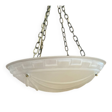 Suspension Chandelier Art Deco Antique Moulded Glass Vintage #E064