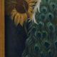 Signed Hollywood Regency style Painting of a Peacock with Roses, Belgium